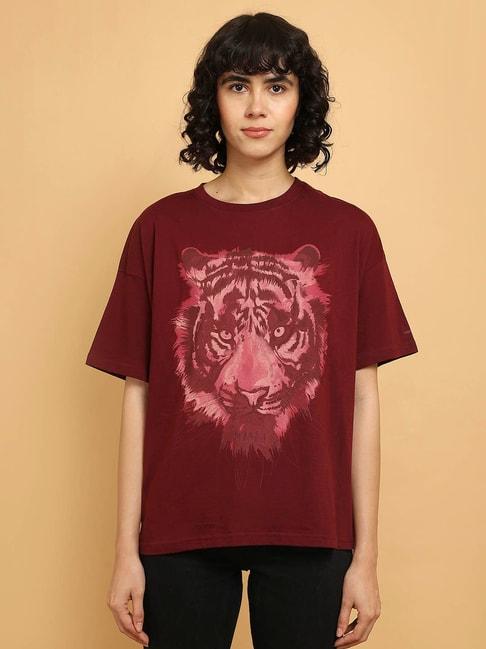 wrangler maroon graphic print t-shirt