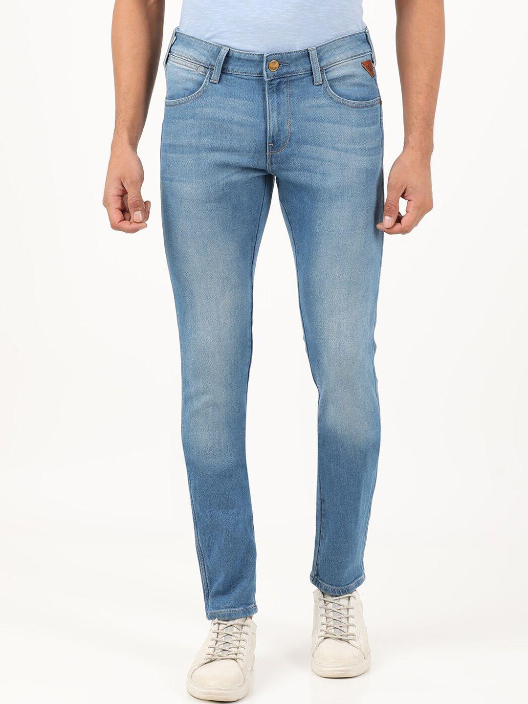 wrangler men blue vegas skinny fit heavy fade cotton jeans