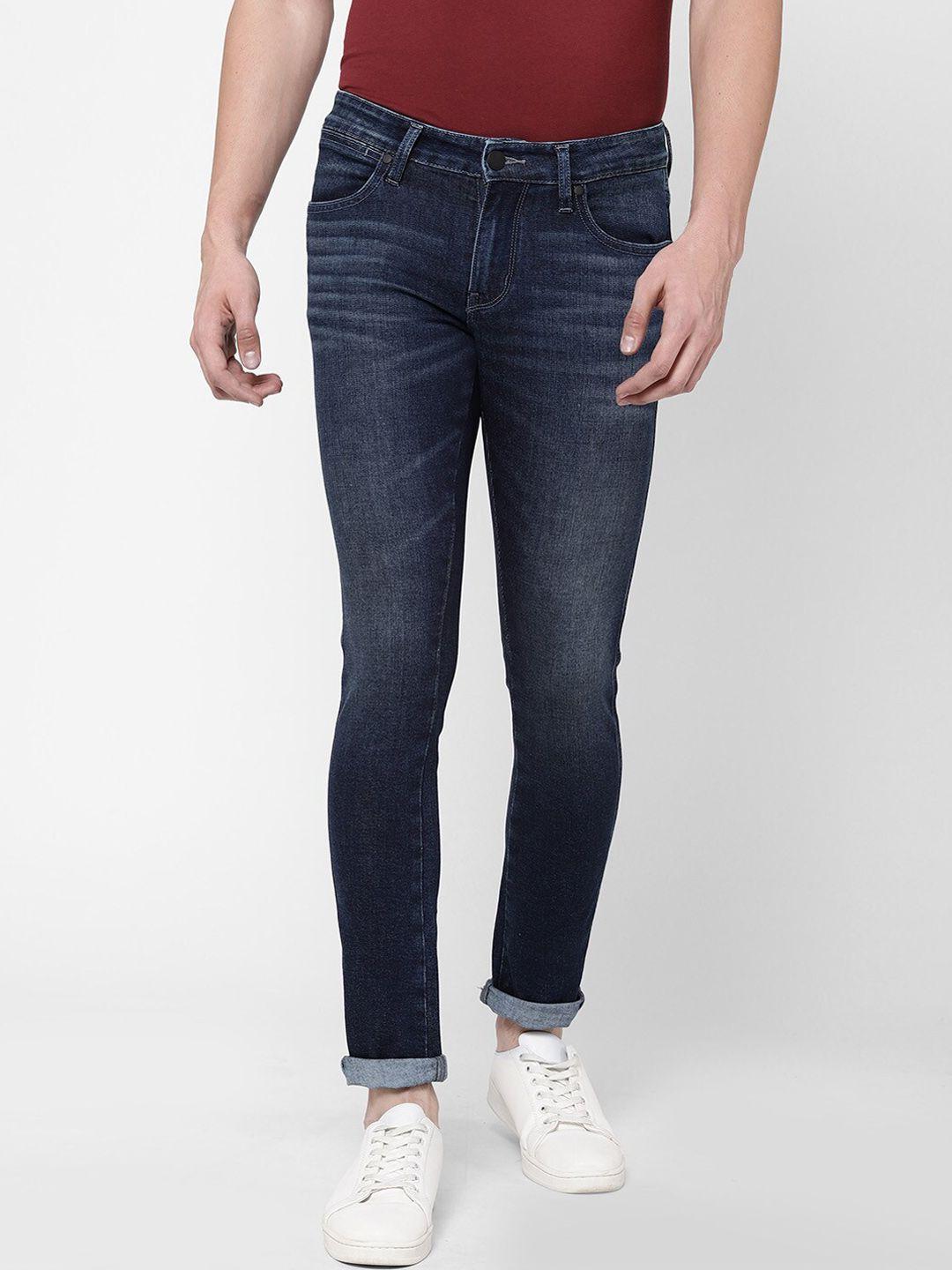 wrangler men blue vegas skinny fit low-rise light fade stretchable jeans