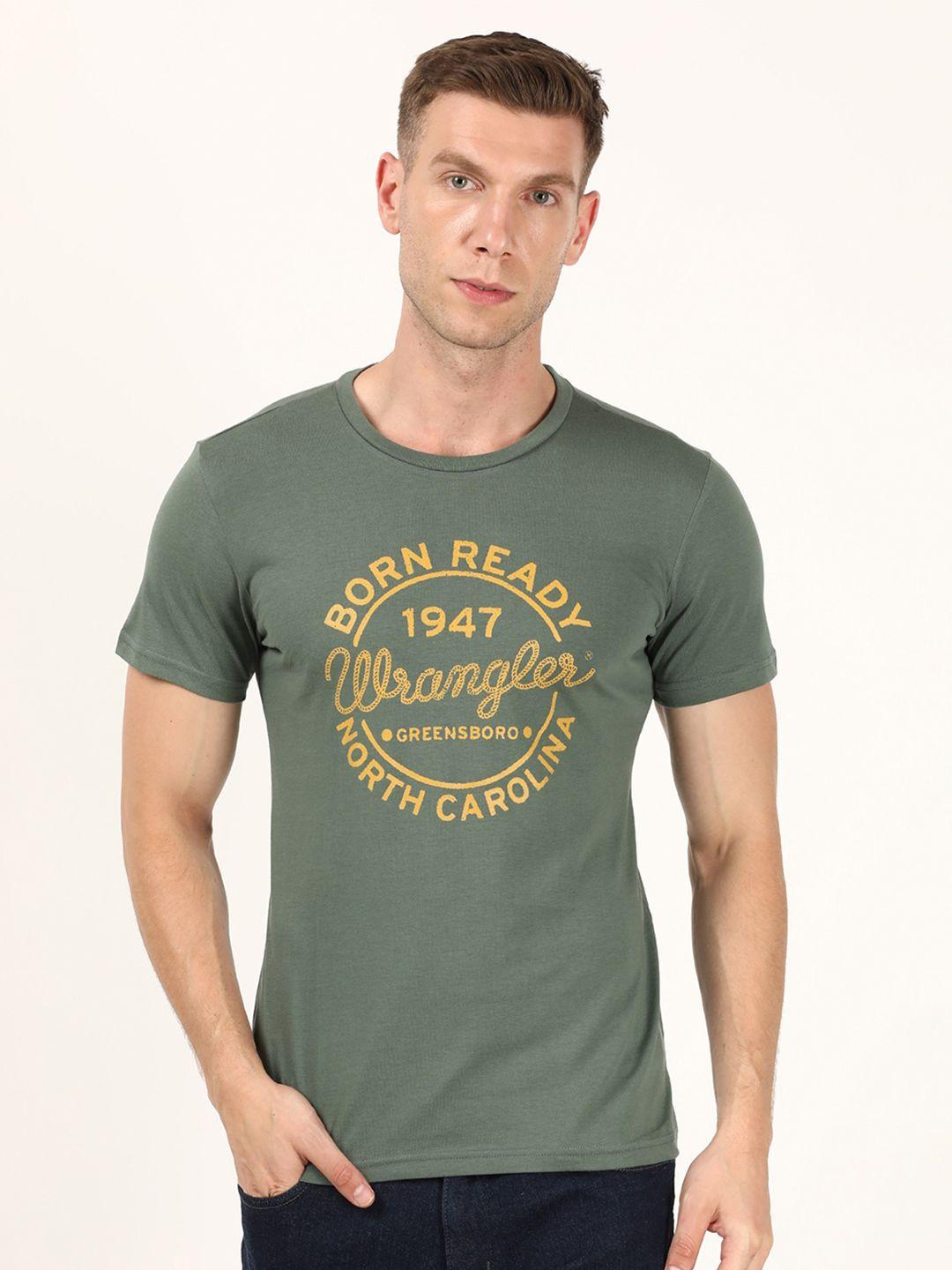 wrangler men green typography printed t-shirt
