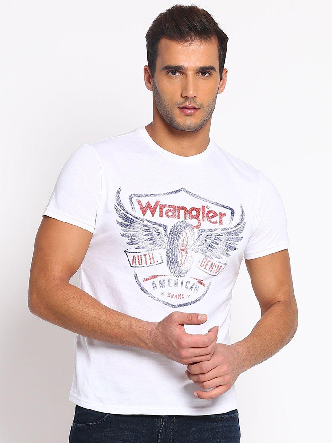 wrangler men white printed t-shirt