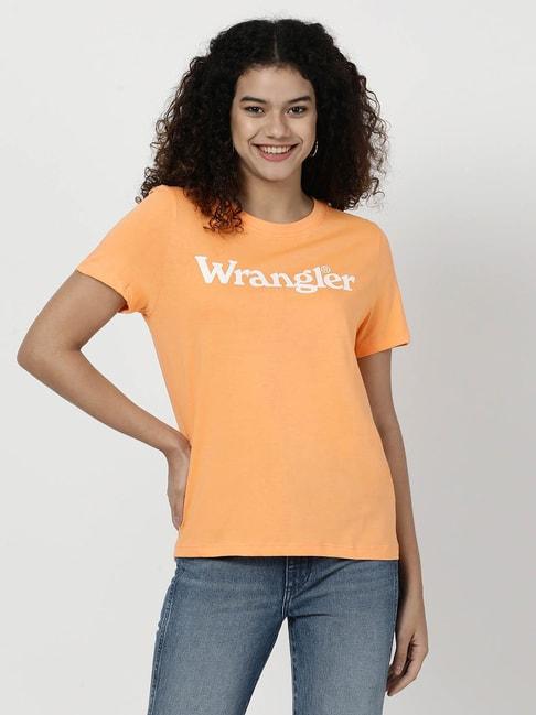 wrangler orange cotton graphic t-shirt