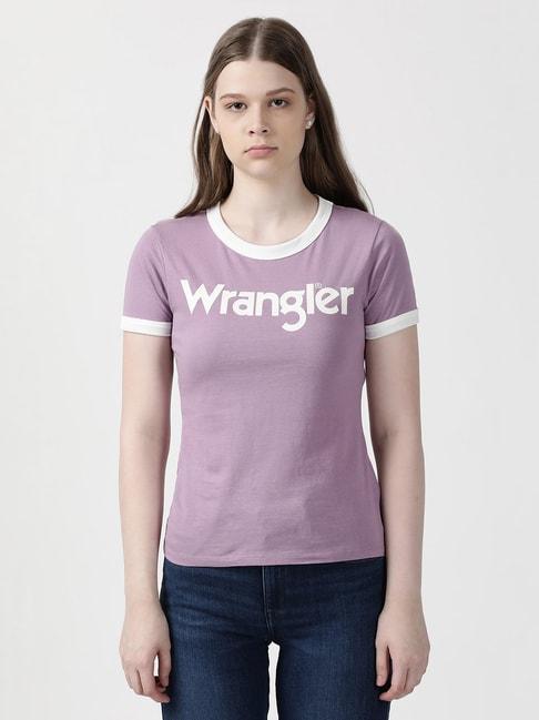 wrangler purple cotton graphic t-shirt