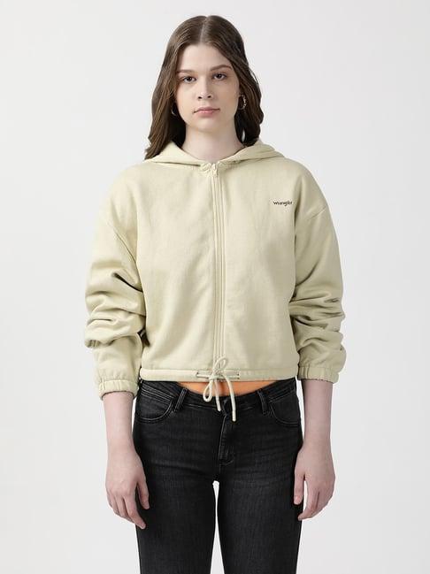 wrangler beige cotton front-open hoodie
