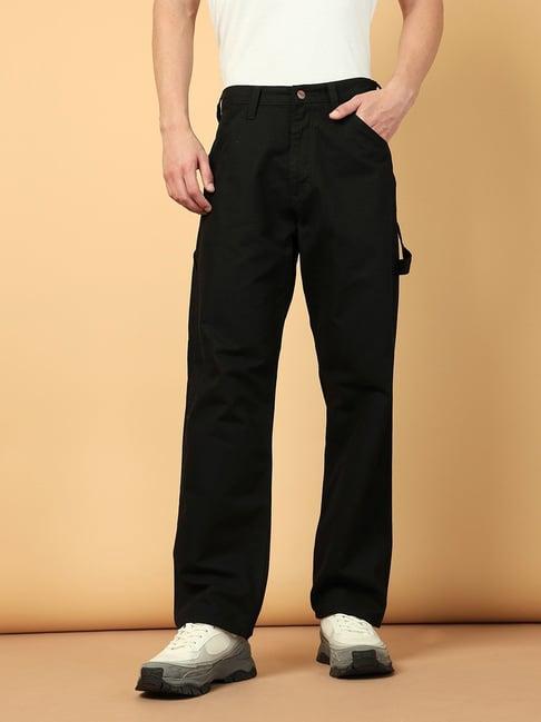 wrangler black cotton loose fit trousers