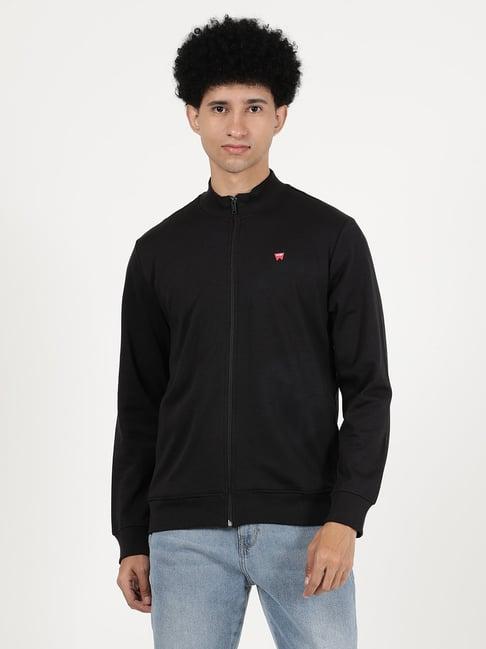 wrangler black full sleeves high neck sweatshirt