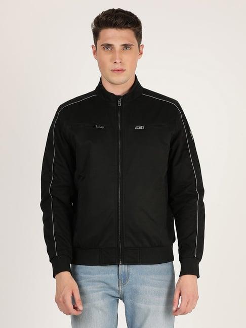 wrangler black full sleeves mock collar jacket