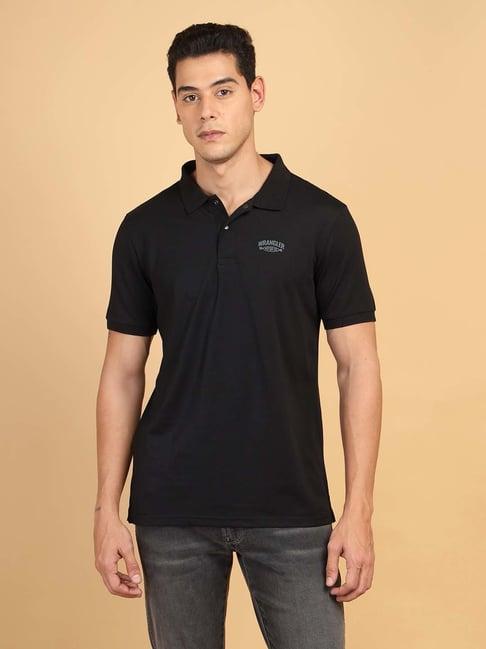wrangler black regular fit polo t-shirt
