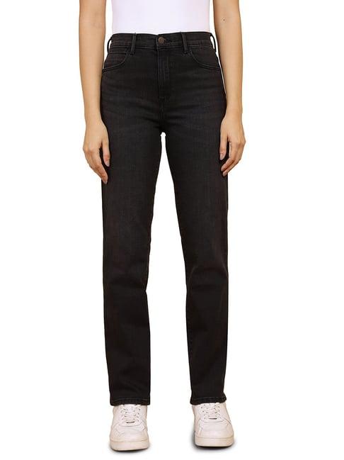 wrangler black straight fit high rise jeans