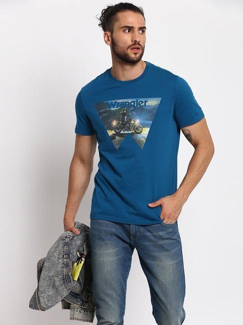 wrangler blue printed t-shirt