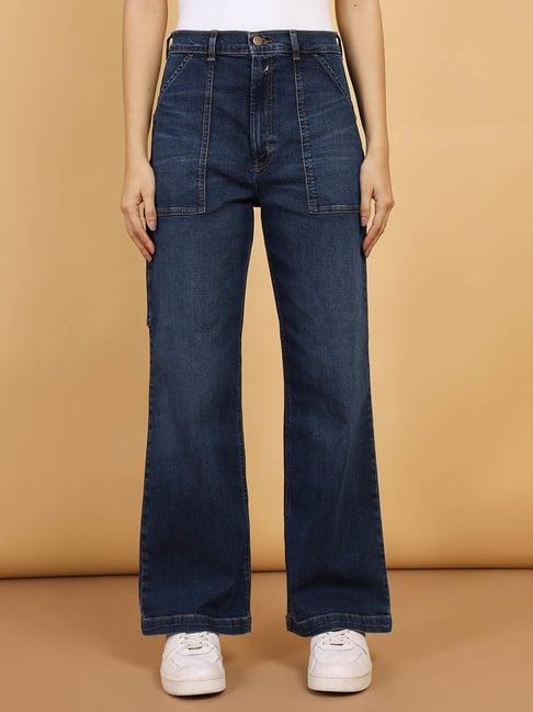 wrangler blue relaxed fit high rise jeans