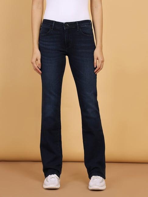 wrangler blue relaxed fit mid rise jeans