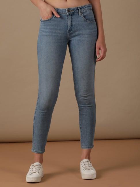 wrangler blue skinny fit mid rise jeans