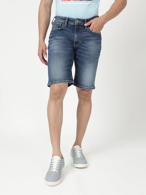 wrangler blue slim fit denim shorts