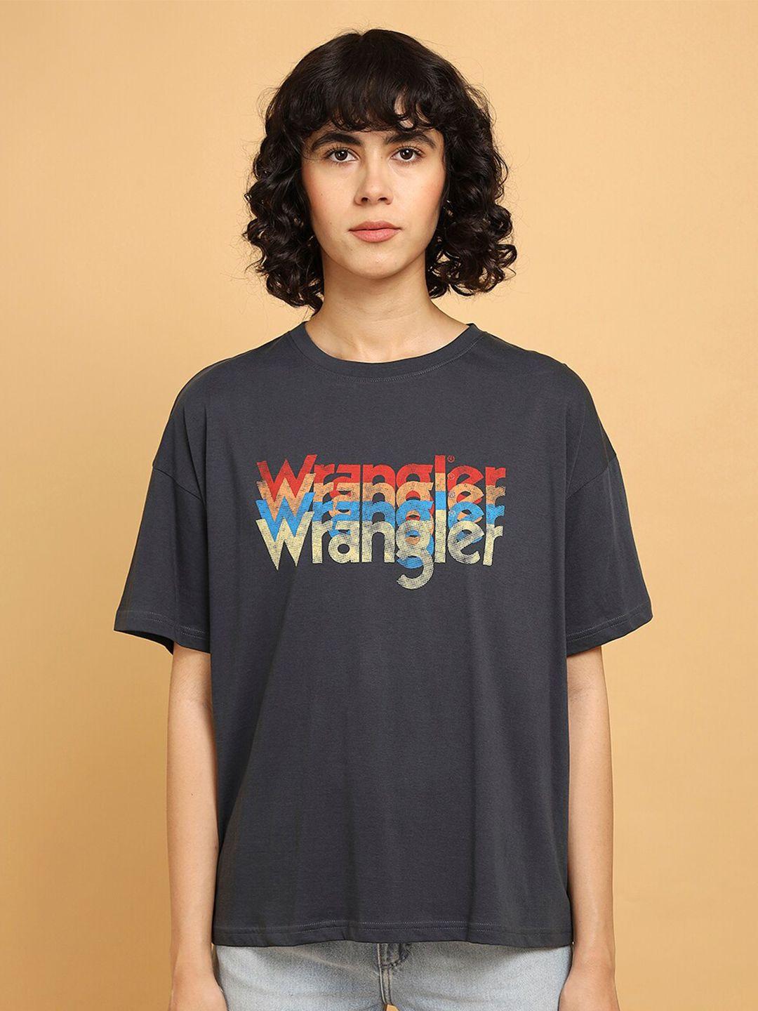 wrangler brand logo printed relaxed fit cotton t-shirt