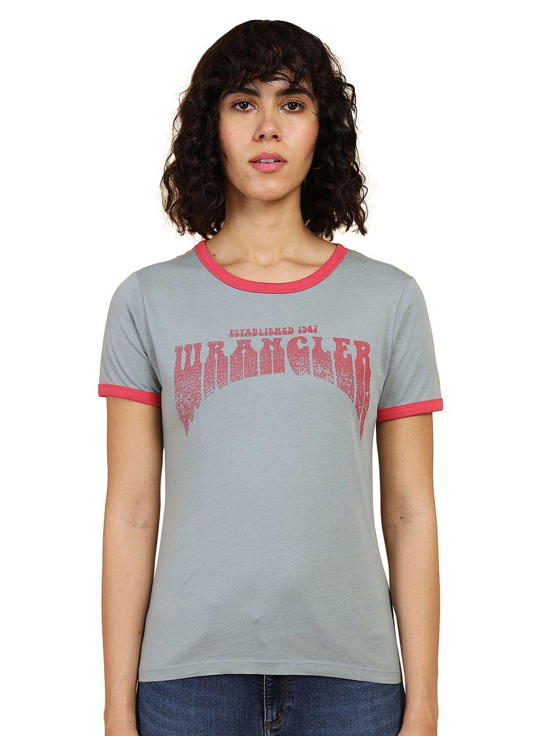 wrangler brand logo printed slim fit cotton t-shirt