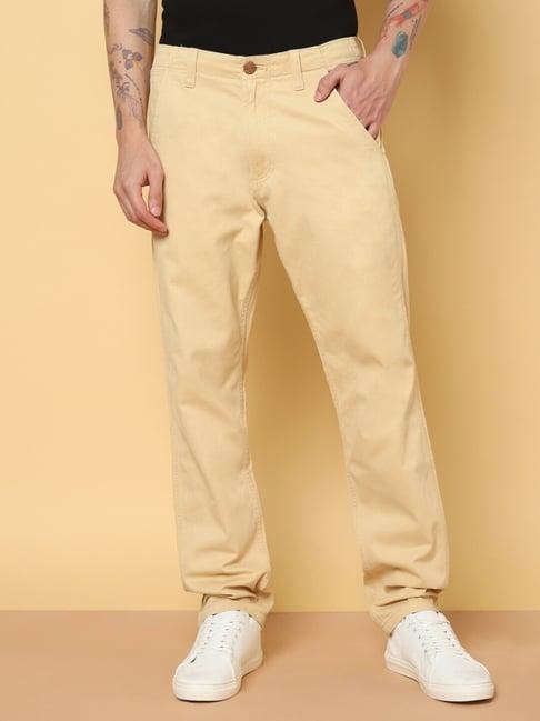 wrangler brown cotton regular fit chinos