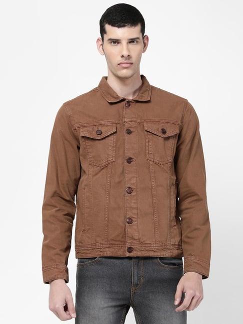 wrangler brown regular fit jacket