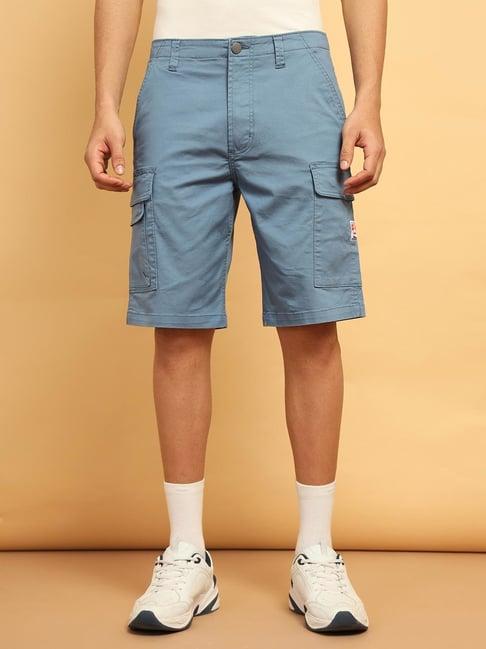 wrangler casey jones blue regular fit cargo shorts