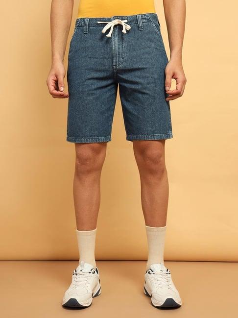 wrangler casey jones dark blue relaxed fit denim shorts