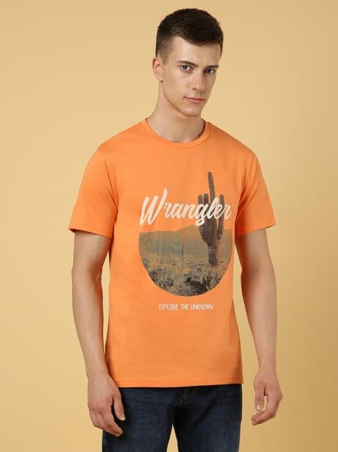 wrangler coral cotton regular fit printed t-shirt