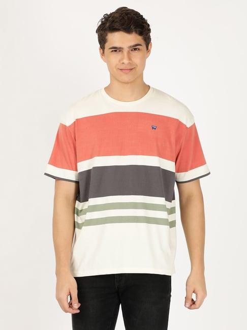 wrangler cream cotton vintage striped t-shirt