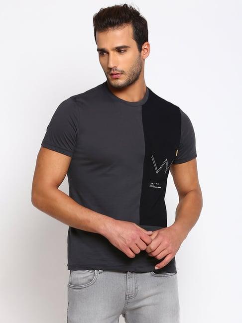 wrangler dark grey & black crew t-shirt