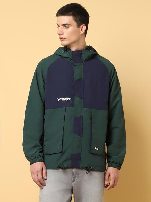 wrangler green loose fit colour block wind cheater
