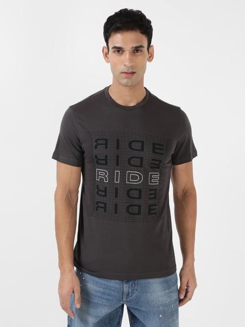 wrangler grey regular fit graphic print crew t-shirt