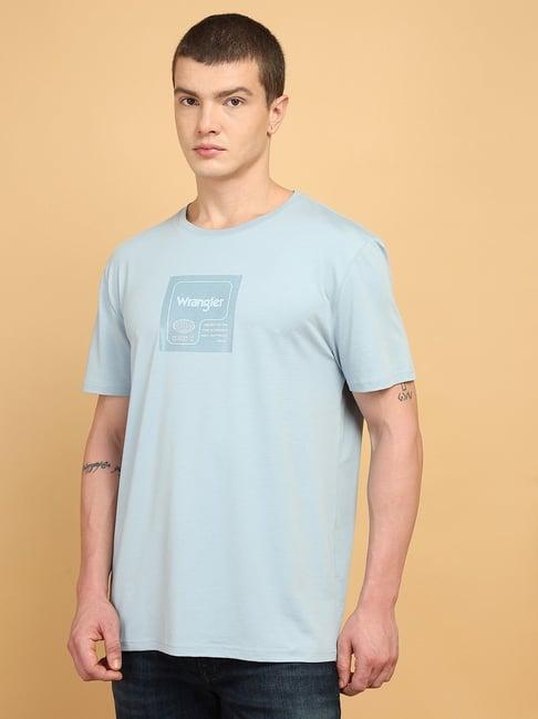 wrangler light blue relaxed fit printed t-shirt