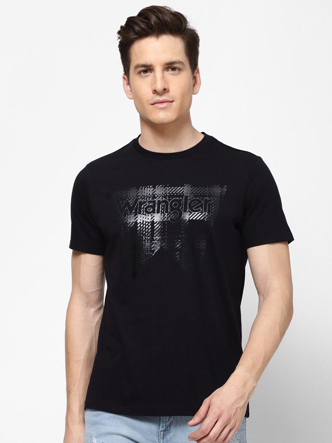 wrangler men black brand logo printed t-shirt