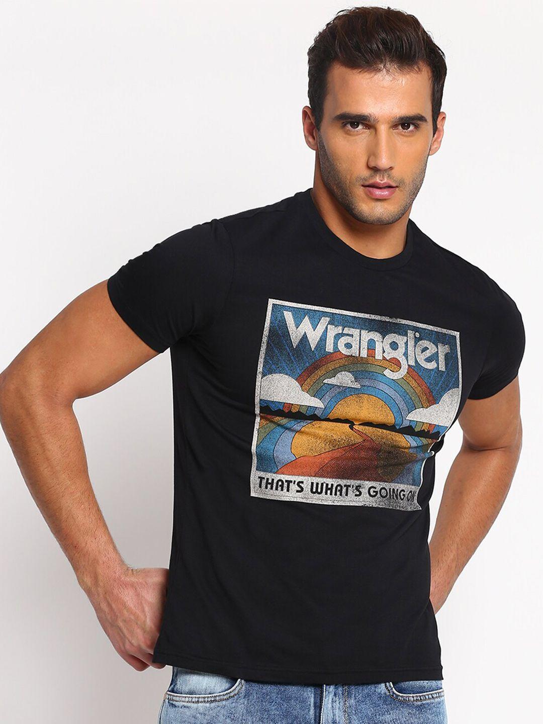 wrangler men black printed t-shirt
