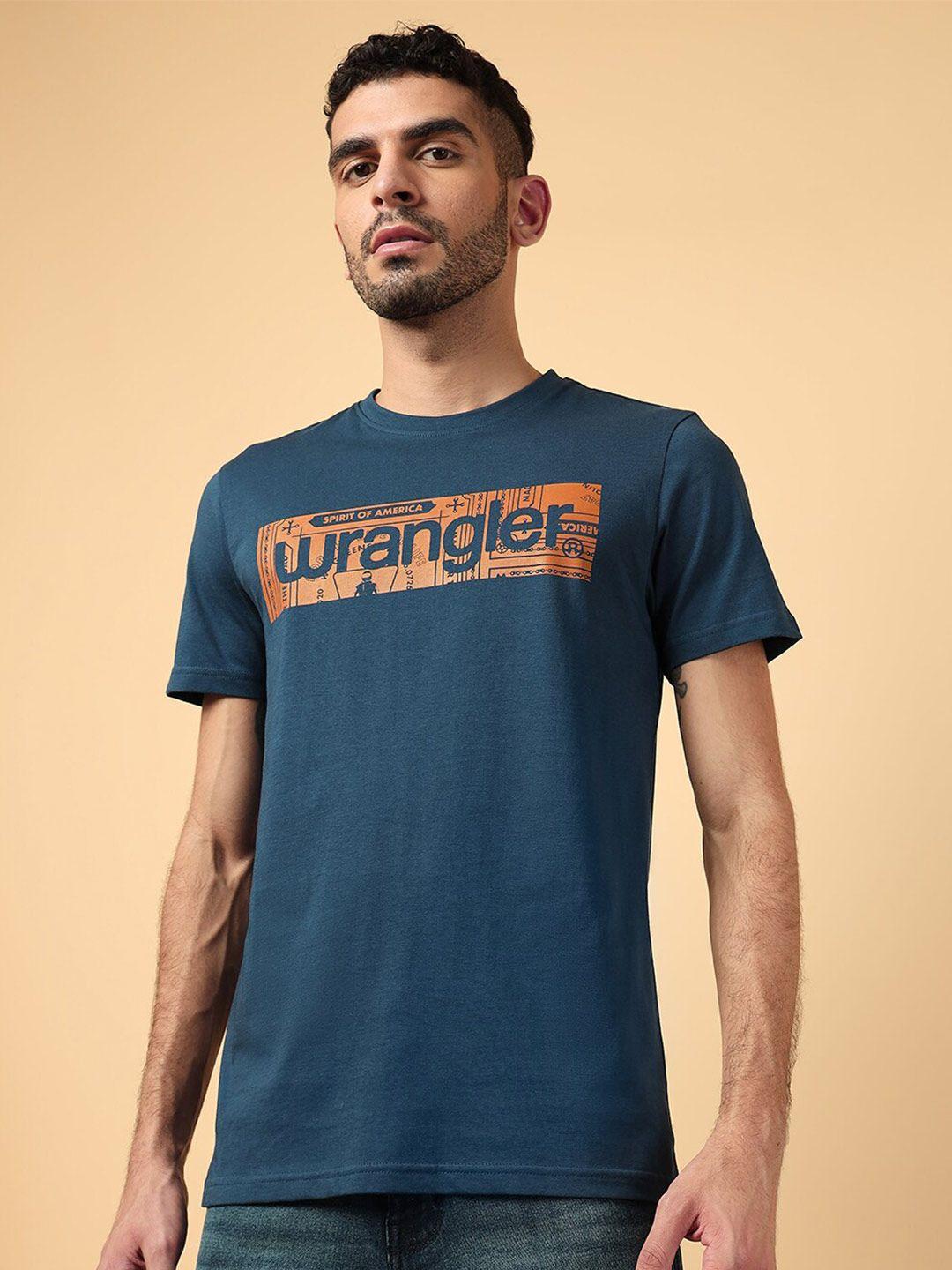 wrangler men blue printed pockets t-shirt