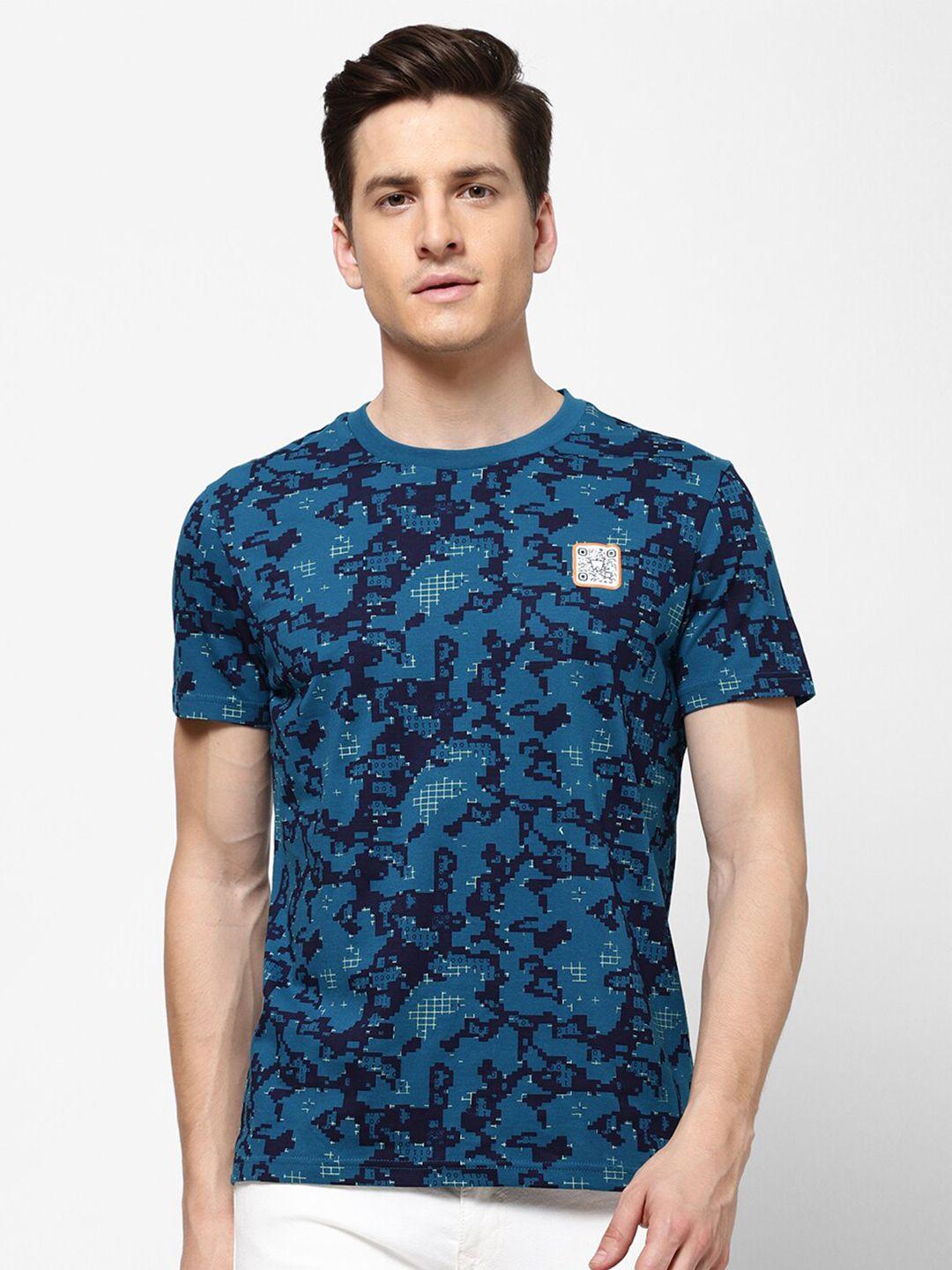 wrangler men blue printed regular fit t-shirt