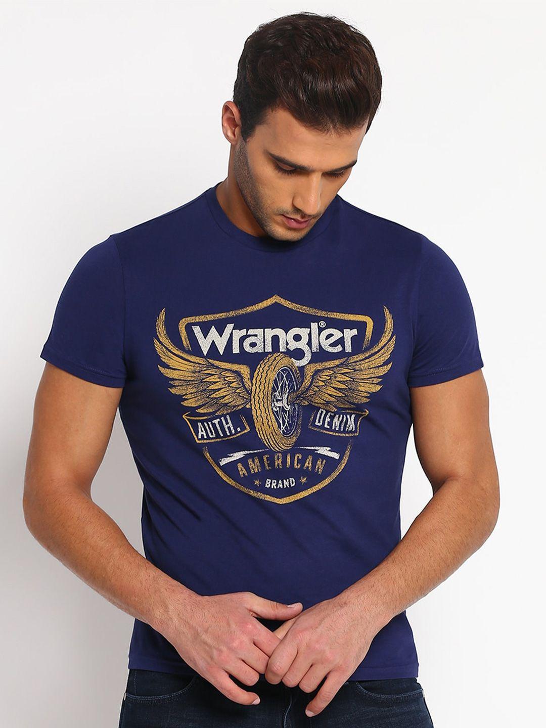 wrangler men blue printed t-shirt