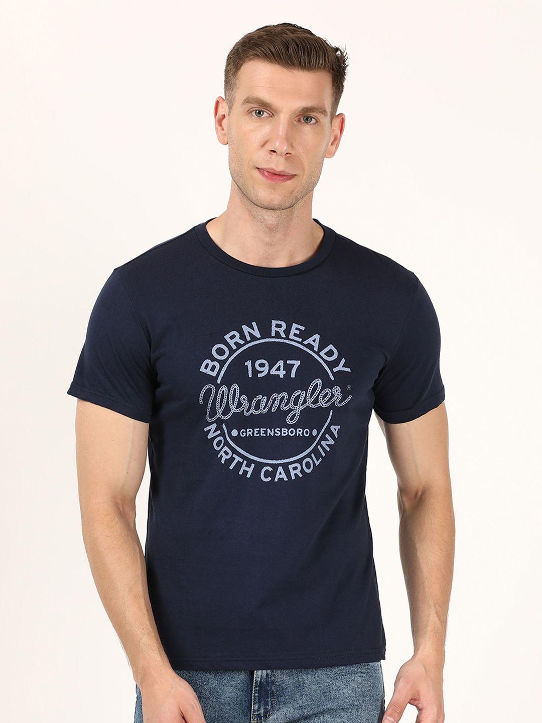 wrangler men blue typography printed t-shirt