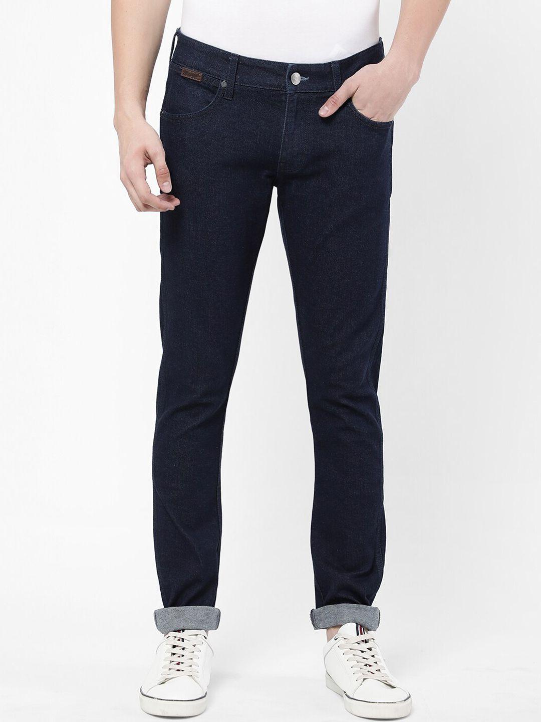 wrangler men blue vegas skinny fit low-rise stretchable jeans
