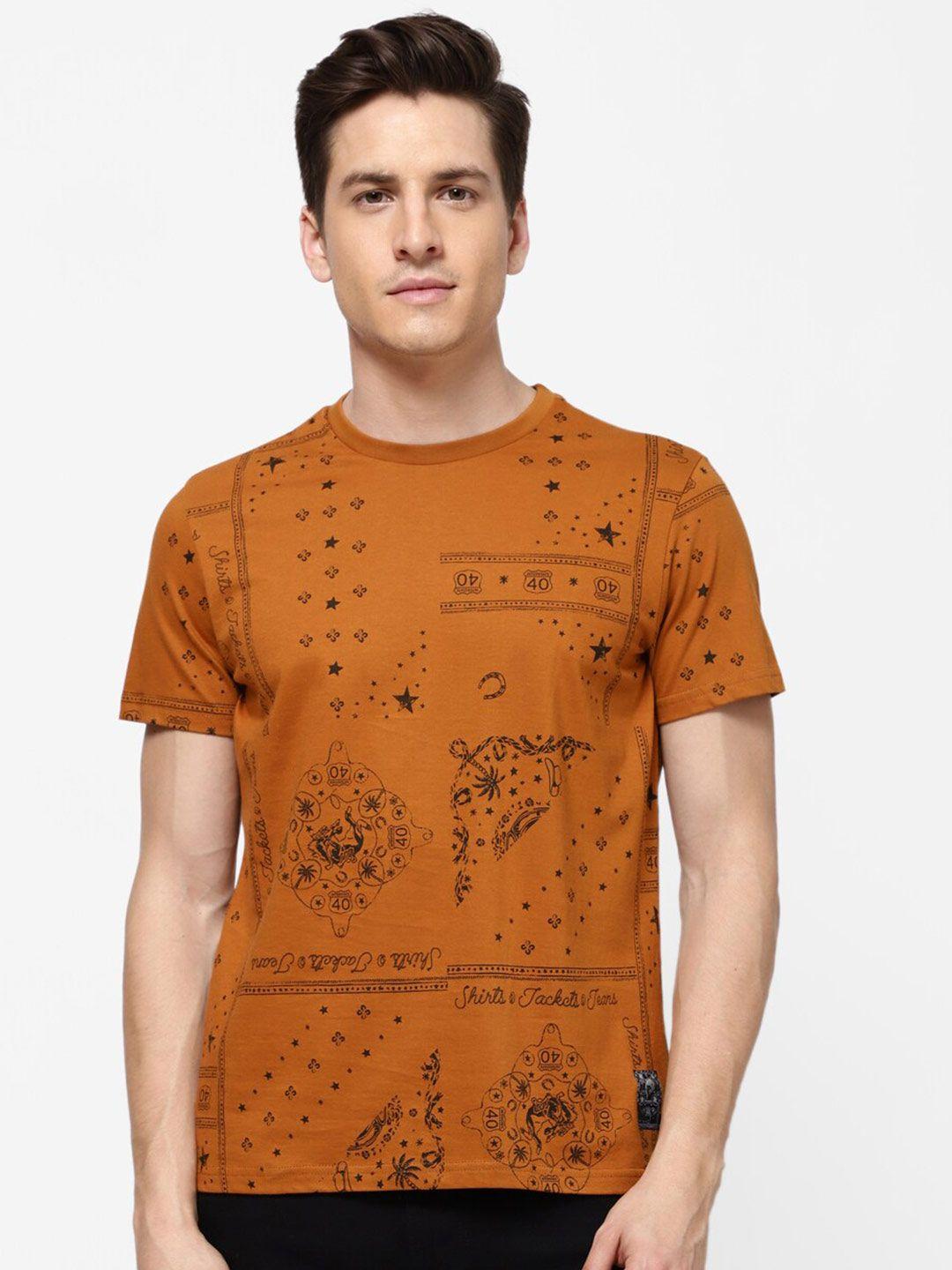 wrangler men brown printed t-shirt