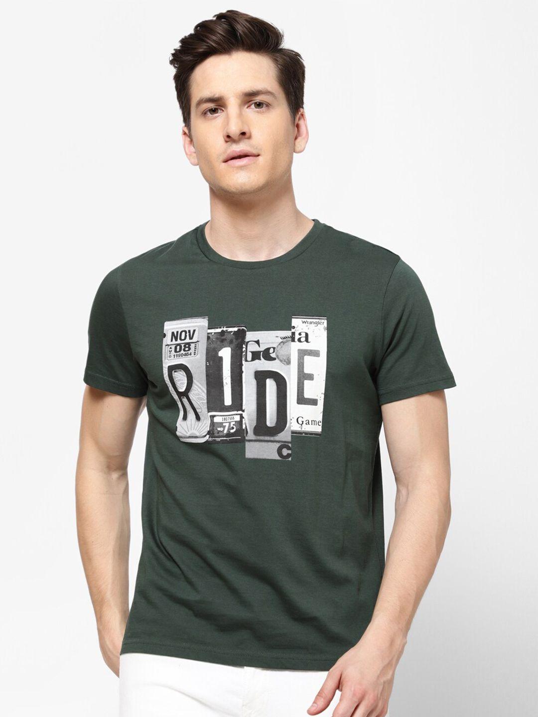 wrangler men green typography printed t-shirt