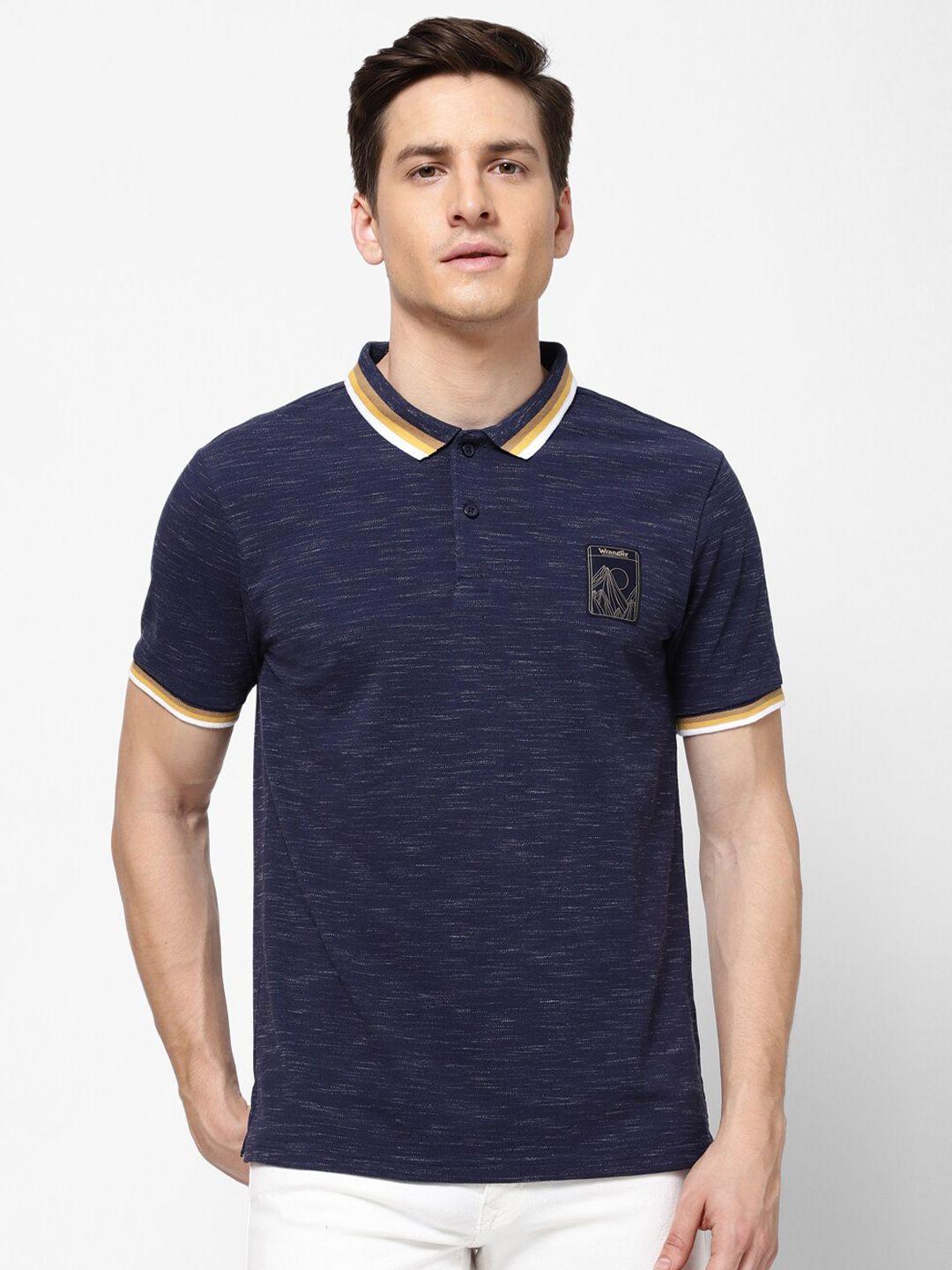 wrangler men navy blue polo collar t-shirt