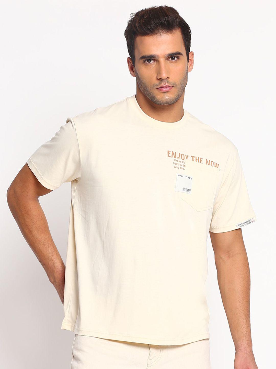 wrangler men off white typography loose cotton t-shirt