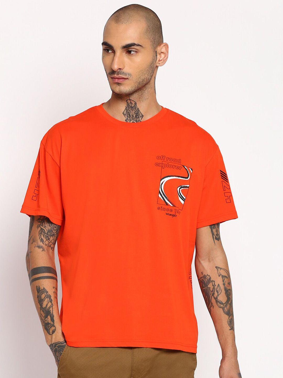 wrangler men orange loose t-shirt
