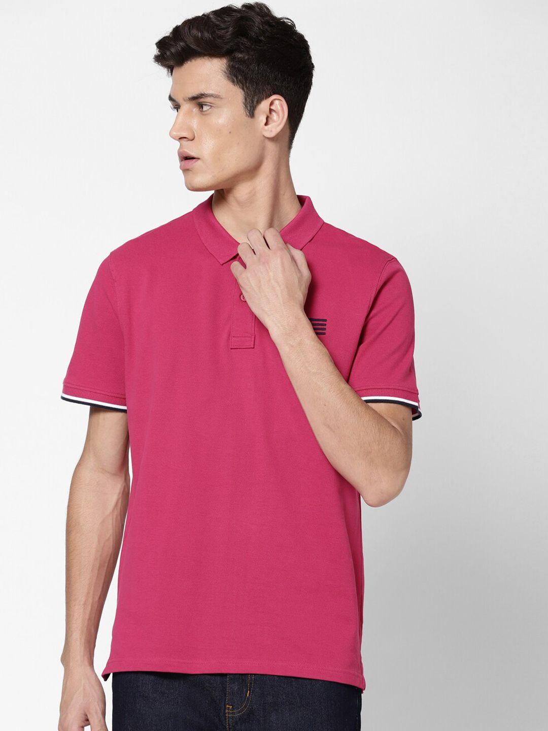 wrangler men pink polo collar t-shirt