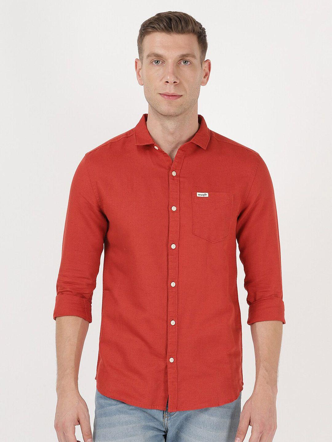 wrangler men red casual shirt