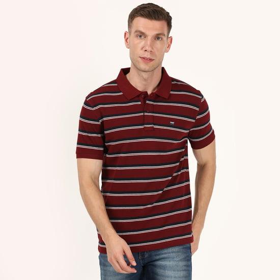 wrangler men striped half sleeves regular fit polo t-shirt
