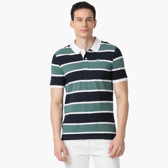 wrangler men striped half sleeves regular fit polo t-shirt