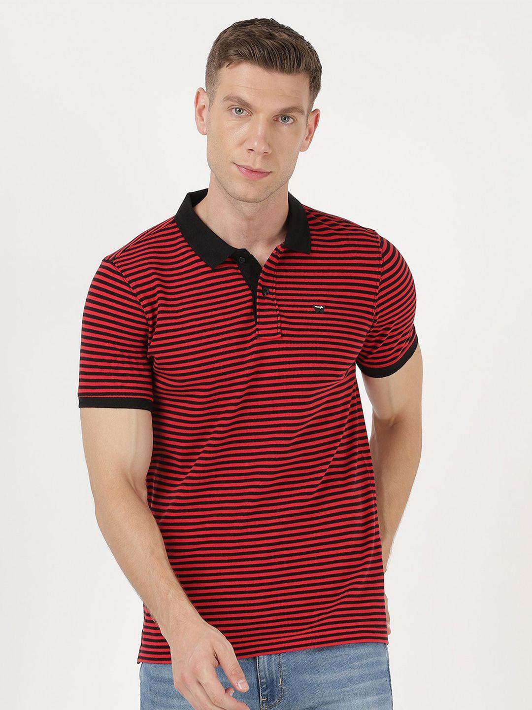 wrangler men striped polo collar cotton t-shirt