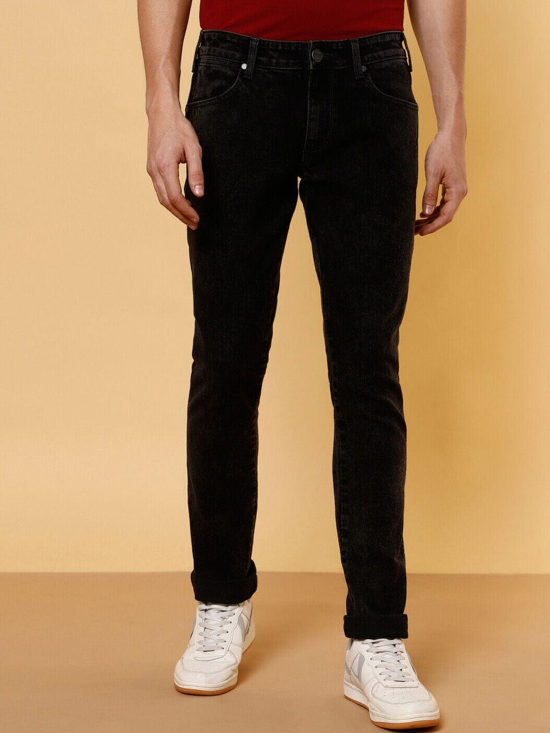 wrangler men vegas skinny fit low-rise stretchable crinkles cotton jeans