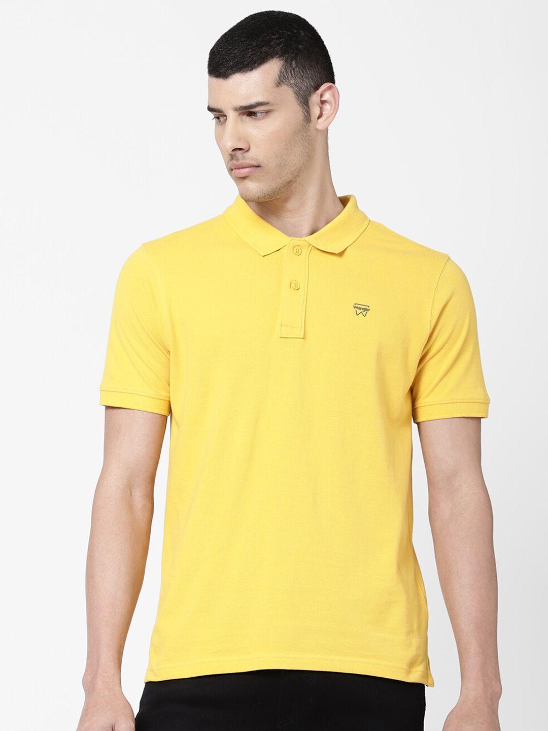 wrangler men yellow polo collar t-shirt
