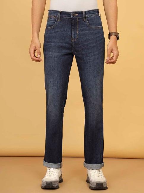 wrangler mid blue comfort fit lightly washed jeans